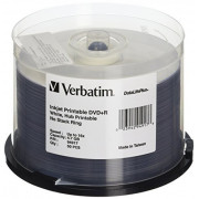 Verbatim DVD+R 4.7GB 16X DataLifePlus White Inkjet Printable, Hub Printable - 50pk Spindle - 94917