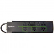 Amazon Basics 8-Outlet Power Strip Surge Protector, 4,500 Joule - 6-Foot Cord, Black/Green