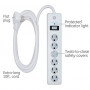 GE 6-Outlet Surge Protector, 10 Ft Extension Cord, Power Strip, 800 Joules, Flat Plug, Twist-to-Close Safety Covers, UL Liste