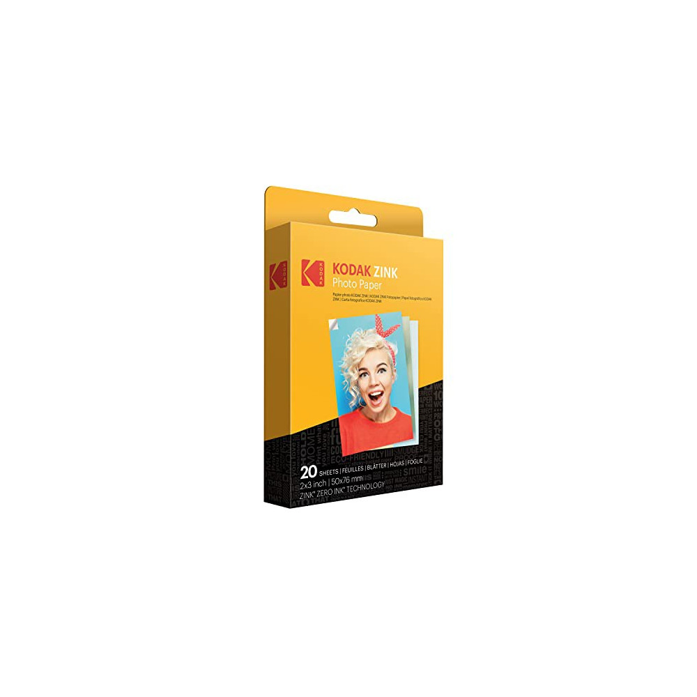 Kodak 2"x3" Premium Zink Photo Paper  20 Sheets  Compatible with Kodak Smile, Kodak Step, PRINTOMATIC