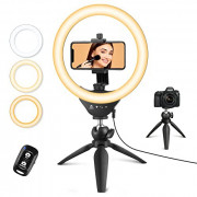 Eicaus Desktop 10" Selfie Ring Light with Tripod Stand and Cell Phone Holder, Dimmable LED Circle Light for Computer/Zoom Cal