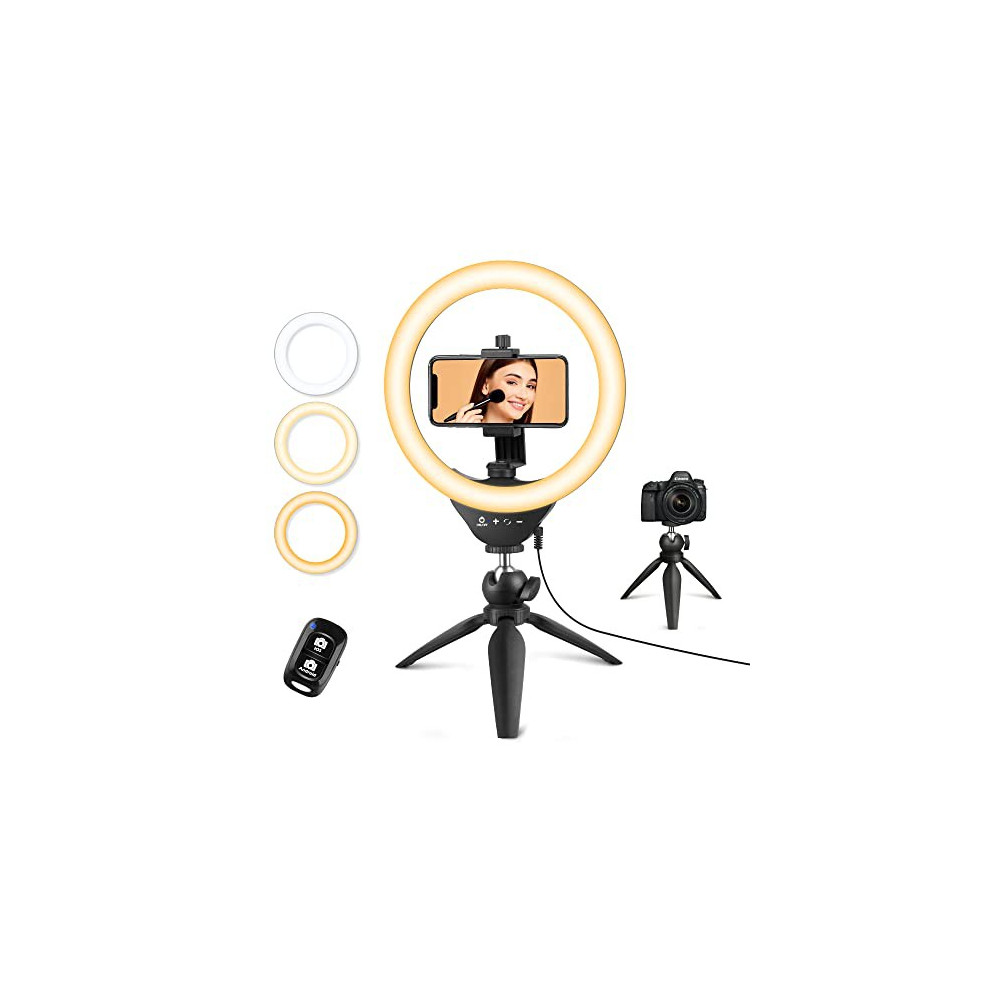 Eicaus Desktop 10" Selfie Ring Light with Tripod Stand and Cell Phone Holder, Dimmable LED Circle Light for Computer/Zoom Cal