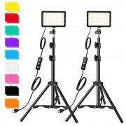 Photography Video Lighting Kit, LED Studio Streaming Lights W/70 Beads & Color Filter for Camera Photo Desktop Video Recordin
