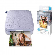 HP Sprocket Portable 2x3" Instant Photo Printer  Lilac  with HP Sprocket 2x3" Premium Zink Sticky Back Photo Paper  50 Sheets