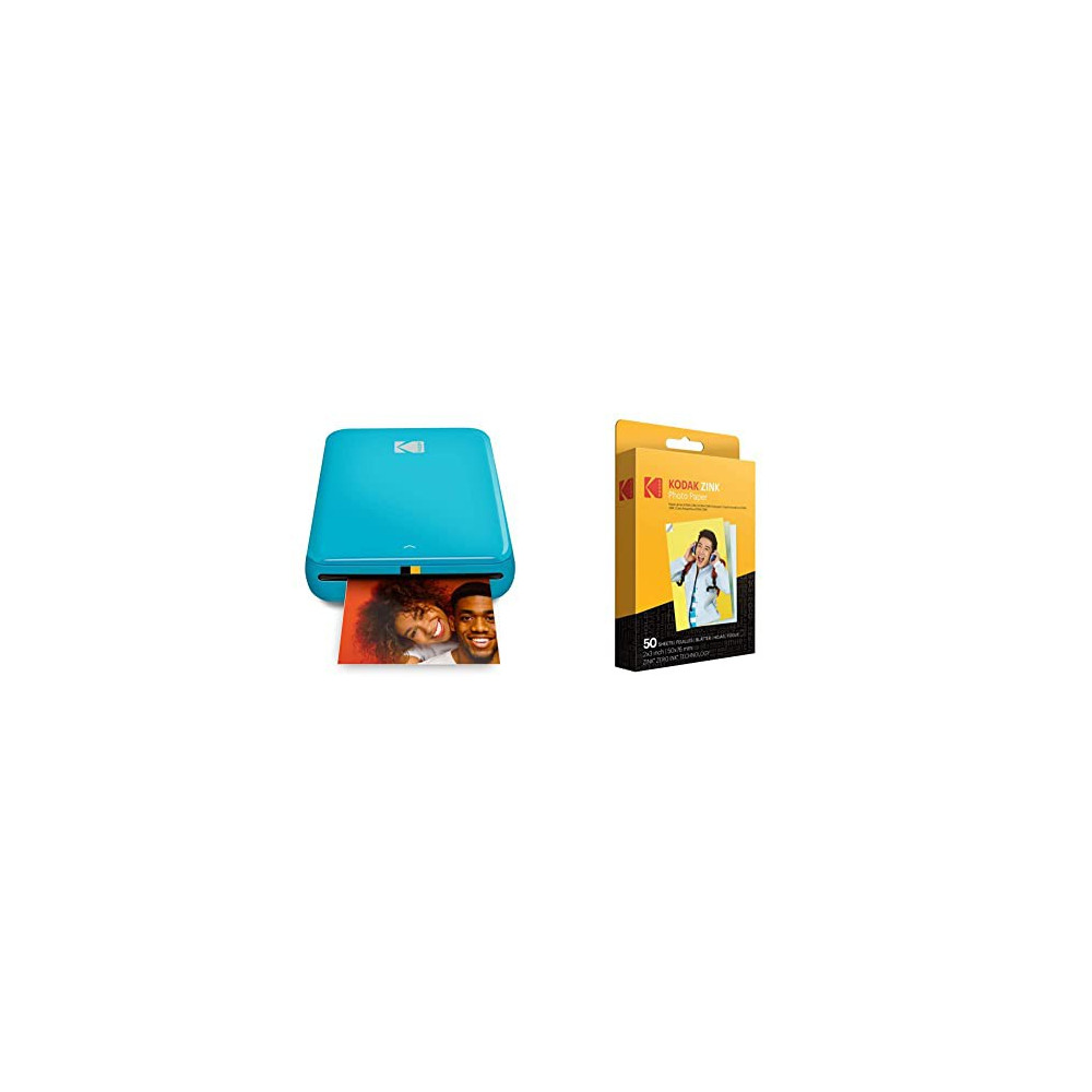 KODAK Step Instant Photo Printer with Bluetooth/NFC, Zink Technology  Pink  with Kodak 2"x3" Premium Zink Photo Paper  50 She