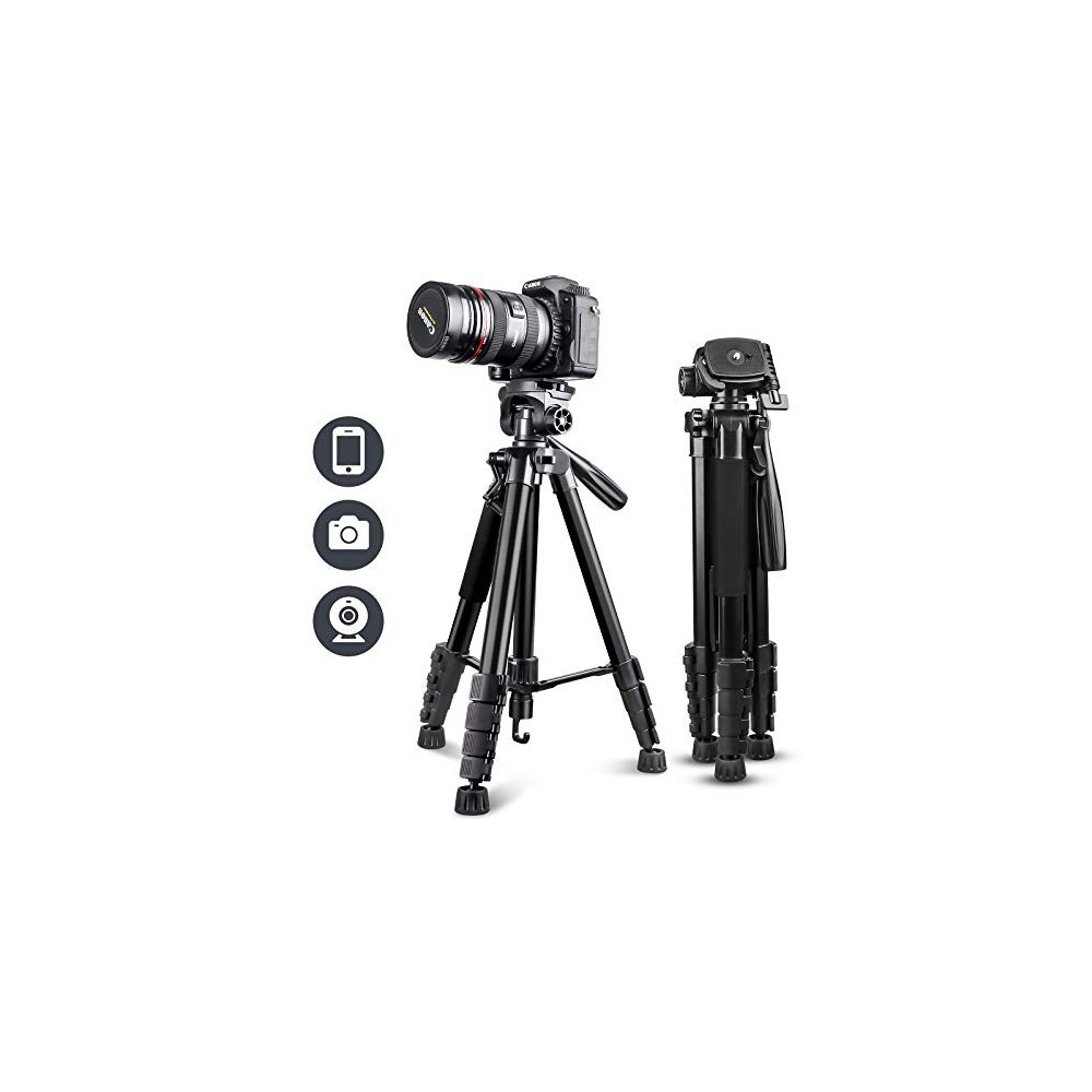 UBeesize 67” Camera Tripod with Travel Bag, Cell Phone Tripod with Wireless Remote and Phone Holder, Compatible with All Came