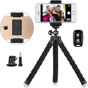 Phone Tripod, UBeesize Portable and Adjustable Camera Stand Holder with Wireless Remote and Universal Clip, Compatible with C