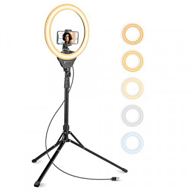 Aureday 14 Selfie Ring Light with 62 Tripod Stand and Phone Holder, Dimmable LED Phone Ringlight for Makeup/Video Recordi