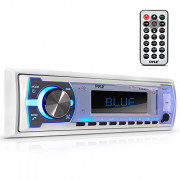 Pyle Marine Bluetooth Stereo Radio - 12v Single DIN Style Boat In dash Radio Receiver System with Built-in Mic, Digital LCD, 