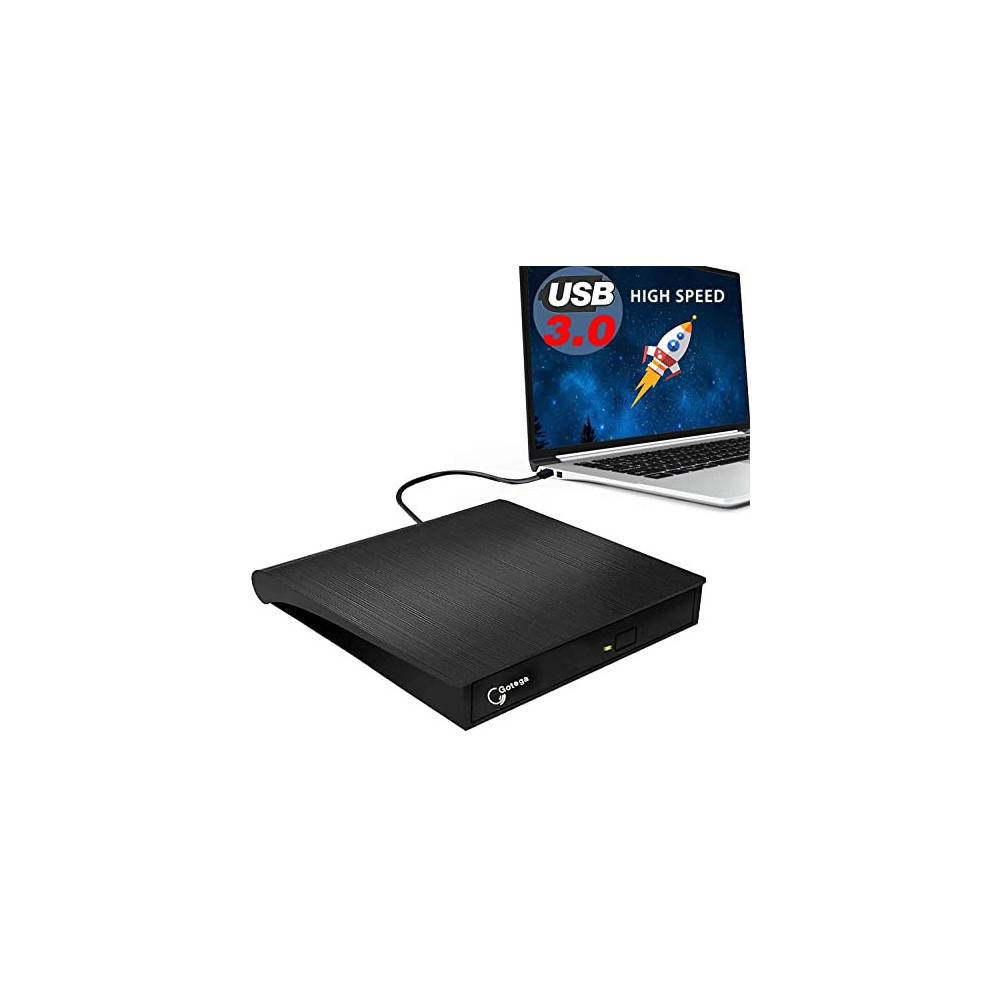 Gotega External DVD Drive, USB 3.0 Portable CD/DVD +/-RW Drive/DVD Player for Laptop CD ROM Burner Compatible with Laptop Des