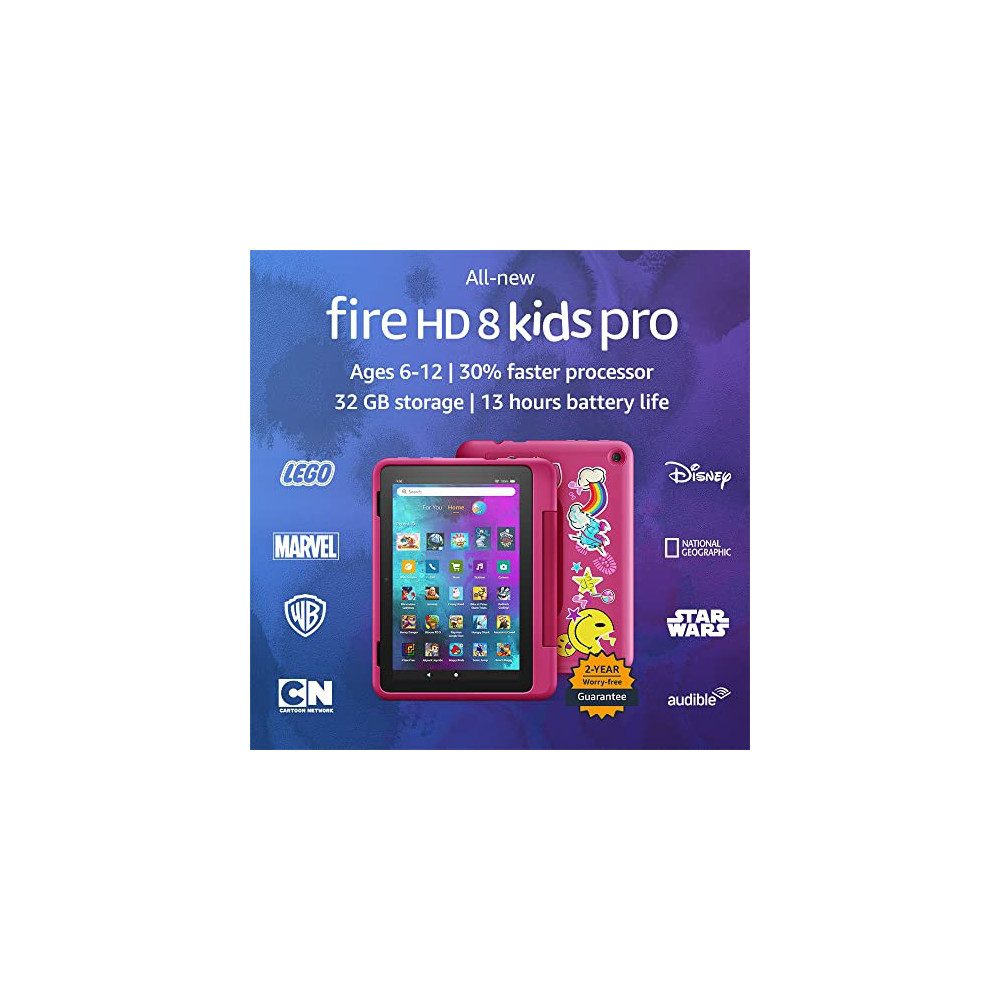 All-new Amazon Fire HD 8 Kids Pro tablet, 8" HD display, ages 6-12, 30% faster processor, 13 hours battery life, Kid-Friendly